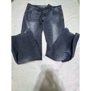 Mens Isaiah Jeans Dark Stone Wash Whiskers‎ Size 40 L Regular Bootcut Christian